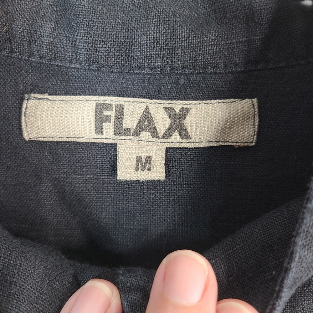 Flax Black 100% Linen Top Button Front Women's Size Medium - Picture 11 of 12